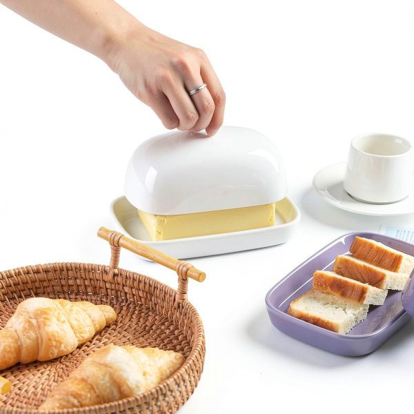 Sweejar Porcelain Butter Dish BPA Free Dishwasher Safe-2