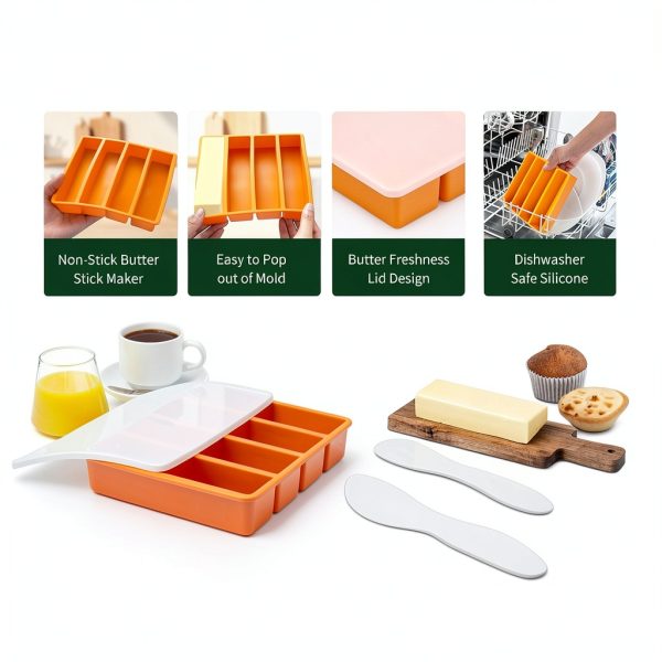 Silicone Butter Mold UIRNCO Orange with Lid-2