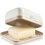 Steinzeit Ceramic Butter Dish Large White Design-0