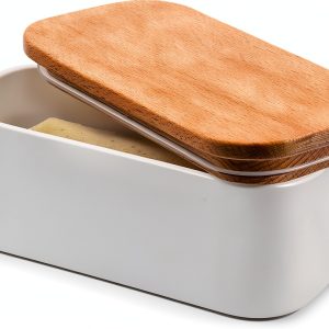 Sweese White Butter Dish with Lid Small-0