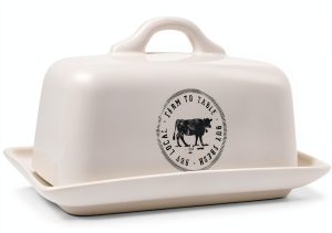 Bamboo Stoneware Butter Dish Creative Co-Op Kitchen-0
