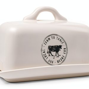 Bamboo Stoneware Butter Dish Creative Co-Op Kitchen-0