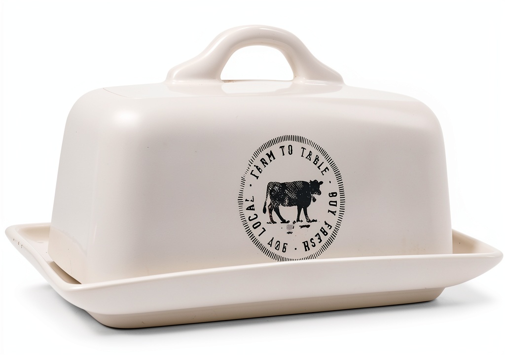 Installing Bamboo Stoneware Butter Dish Creative Co‑Op Kitchen on a wooden kitchen counter