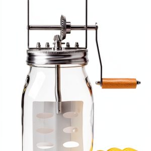 Butter Churner Aeaker Hand Crank with 32oz Glass Jar and Steel Paddle-0