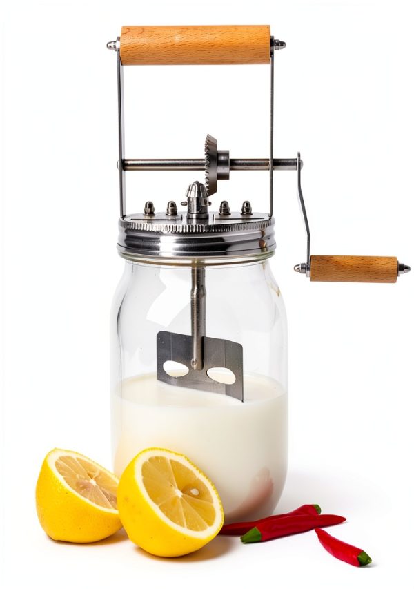 Butter Churner Aeaker Hand Crank with 32oz Glass Jar and Steel Paddle-4
