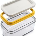 QKDS Stainless Steel Butter Dish with Lid Cutter 8oz Rectangular-0