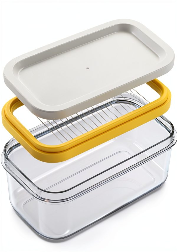 QKDS Stainless Steel Butter Dish with Lid Cutter 8oz Rectangular-0
