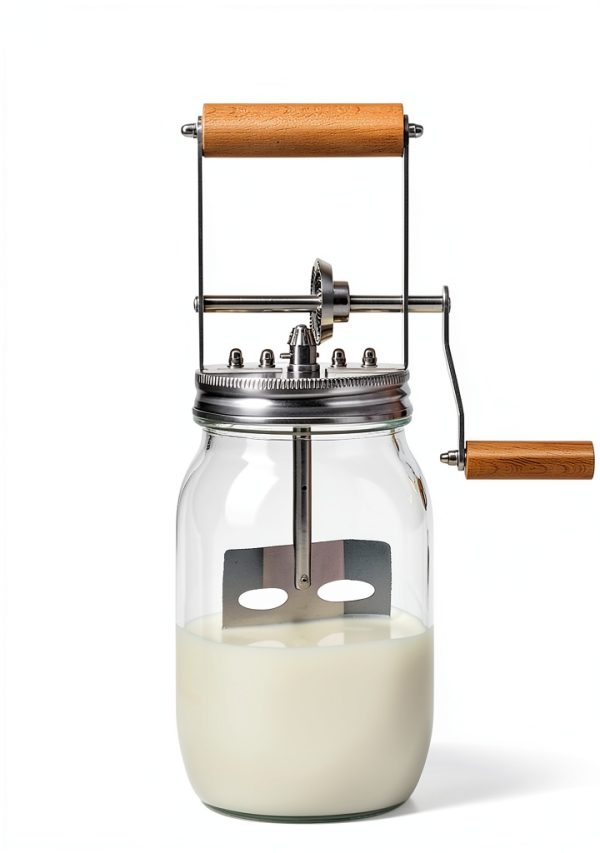 Butter Churner Aeaker Hand Crank with 32oz Glass Jar and Steel Paddle-5