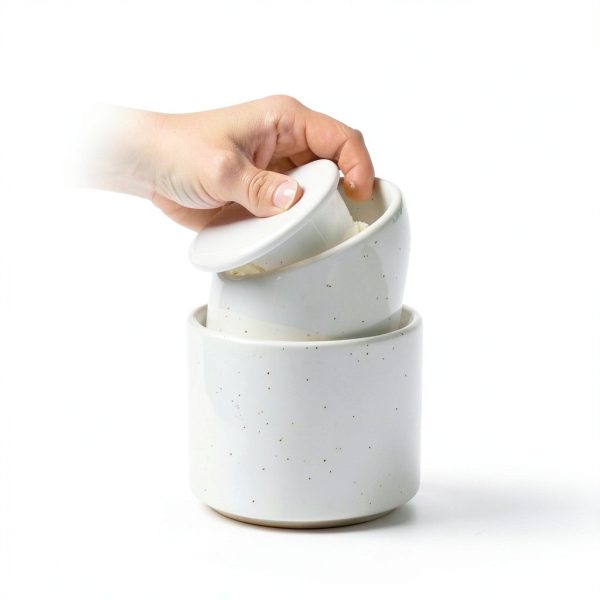 KIBAGA Butter Bell Crock 4oz Polished Ceramic Butter Dish with Lid-4