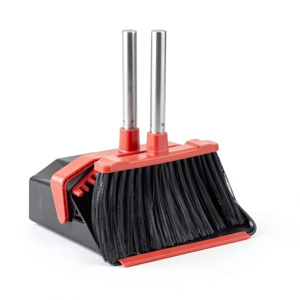 Upgrade Broom and Dustpan Set by Tiumso 51in Long Handle Black Red-4