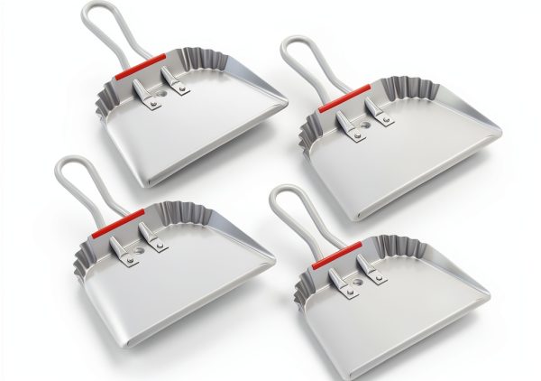 4 Pack 12 inch Heavy Duty Metal Dustpan, Steel Industrial Commercial Dust Pan with Handle, Wide Scooper Dust, Debris Sweeping Tool for Indoor, Outdoor, Fireplace, Silver-0