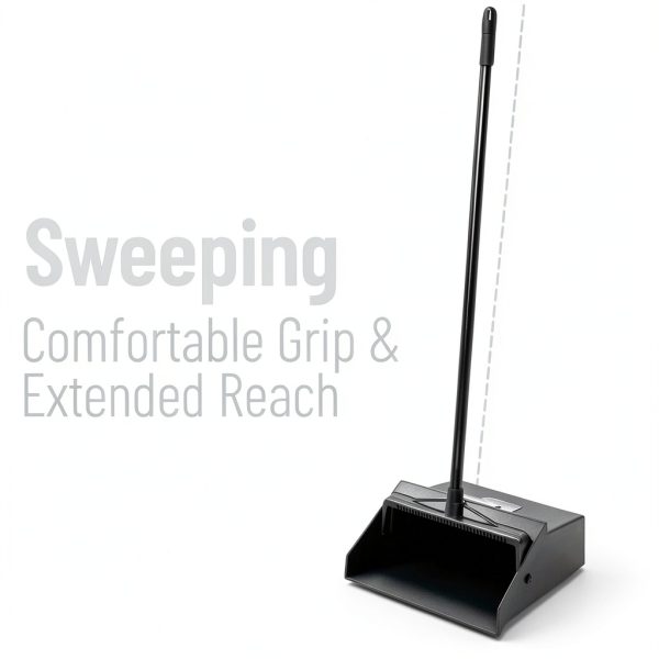 Carlisle FoodService Products Duo-Pan Upright Dust Pan with Serrated Yoke for Floor Cleaning, Restaurants, Office, And Janitorial Use, Plastic, 30 Inches, Black-4