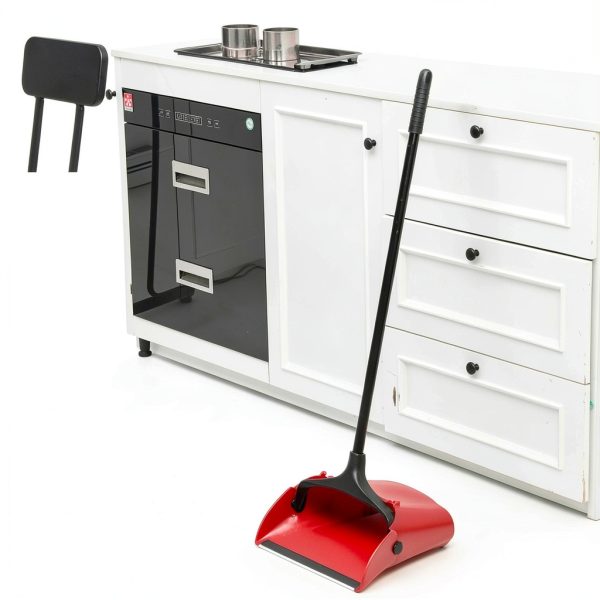 Commercial Lobby Dustpan Weewooday 8‑Piece Red Upright Metal Handle-2