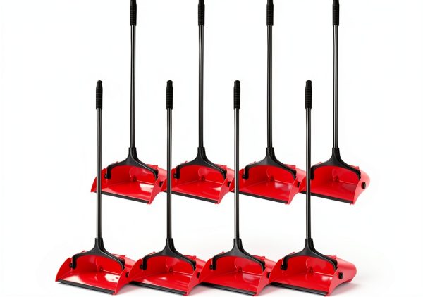 Commercial Lobby Dustpan Weewooday 8‑Piece Red Upright Metal Handle-0