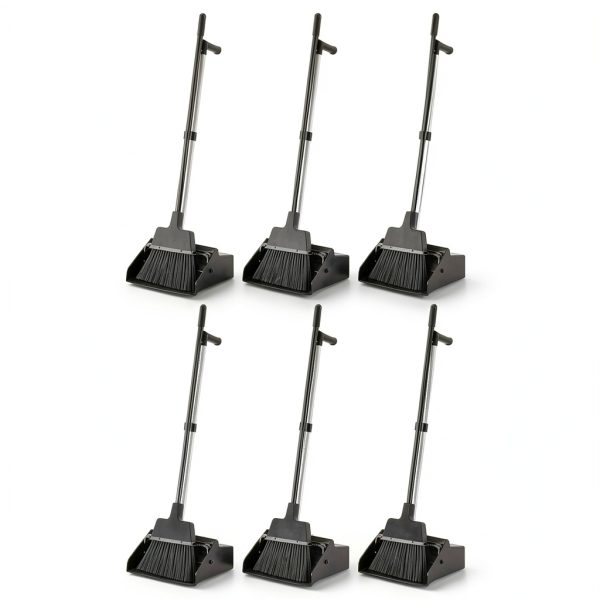 AmazonCommercial Lobby Dustpan With Broom Set 6-Pack Black Commercial-0