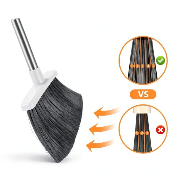 Broom and Dustpan Set, Heavy Duty Dust Pan with Long Handle 51 Inch Broom with Dustpan Combo Set Upright Self-Cleaning Dust Pan Home Kitchen Lobby Indoor Outdoor Sweeping Cleaning Tool - Gray-4