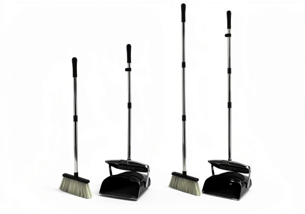 Broom and Dustpan Long Handle Sweep Set by FANSUSENKE Black 47in-0