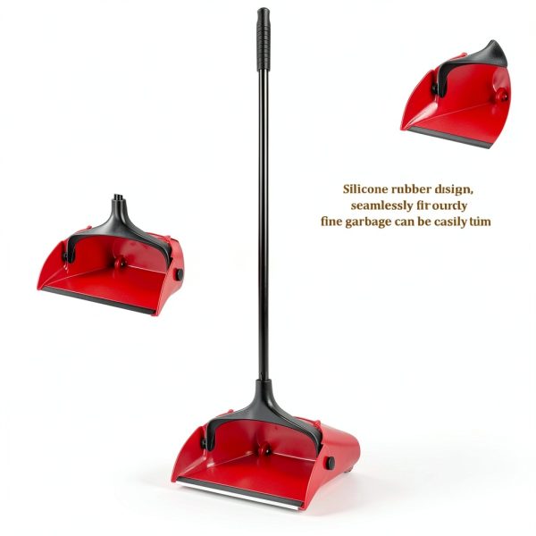 Commercial Lobby Dustpan Weewooday 8‑Piece Red Upright Metal Handle-3