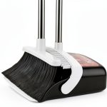 Broom and Dustpan Set, Heavy Duty Dust Pan with Long Handle 51 Inch Broom with Dustpan Combo Set Upright Self-Cleaning Dust Pan Home Kitchen Lobby Indoor Outdoor Sweeping Cleaning Tool - Gray-0