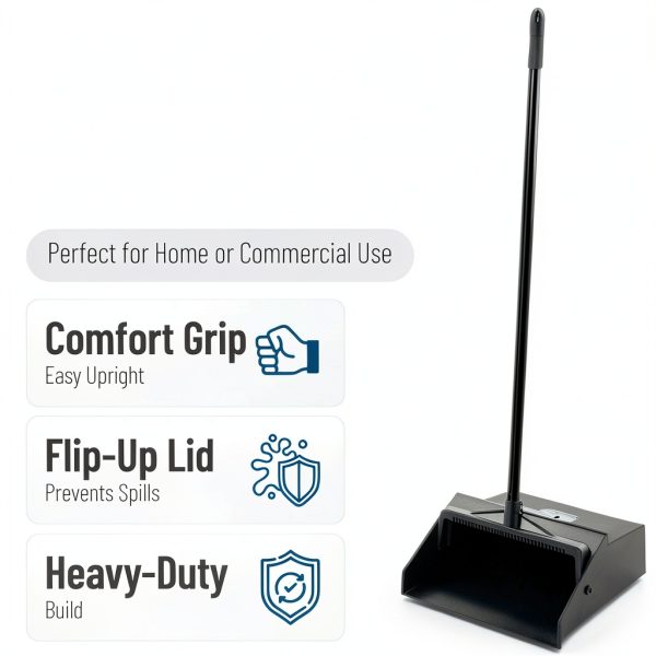 Carlisle FoodService Products Duo-Pan Upright Dust Pan with Serrated Yoke for Floor Cleaning, Restaurants, Office, And Janitorial Use, Plastic, 30 Inches, Black-2