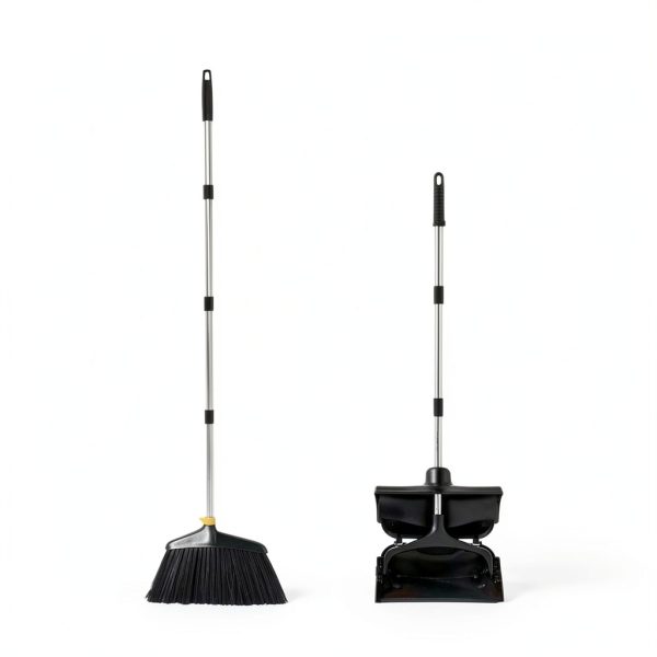 Outdoor Broom and Dustpan Set PIMEKOY Long Handle Windbreak Cover-5