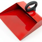 14" Wide Handheld Dustpan PRO SOURCE Steel Body Red 6" Plastic Handle-0