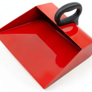 14" Wide Handheld Dustpan PRO SOURCE Steel Body Red 6" Plastic Handle-0