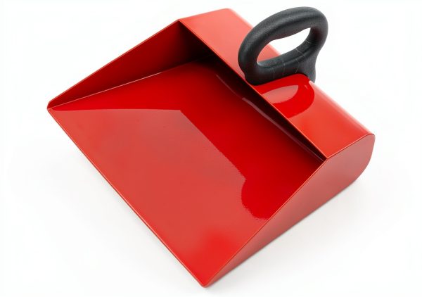 14" Wide Handheld Dustpan PRO SOURCE Steel Body Red 6" Plastic Handle-0