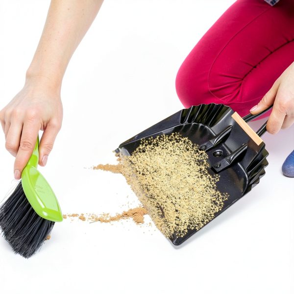 TOPZEA 2-Pack Black Metal Dustpan 12" Steel with Ergonomic Handle-4