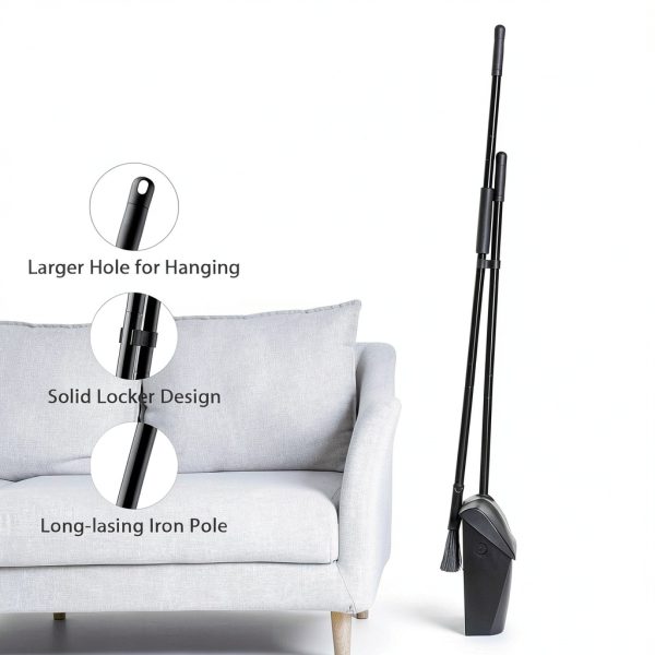 Angle Broom and Dustpan Combo by Eyliden – Steel Handle, Black-3