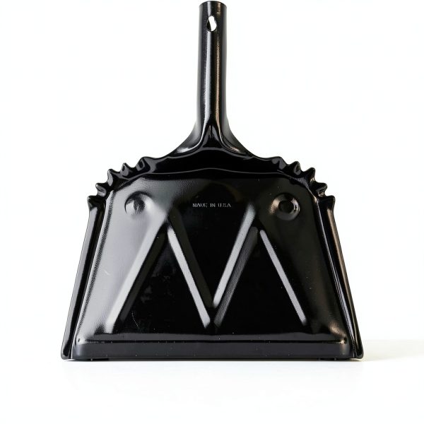 Heavy-Duty Black Metal Dustpan 12" Genuine Joe 20-Gauge Steel Finish-2