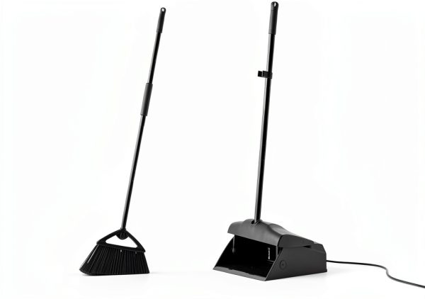 Angle Broom and Dustpan Combo by Eyliden – Steel Handle, Black-5