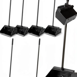 Dust Pan Leumoi 8-Pack Long Handle Black Commercial Plastic Stand Up-0