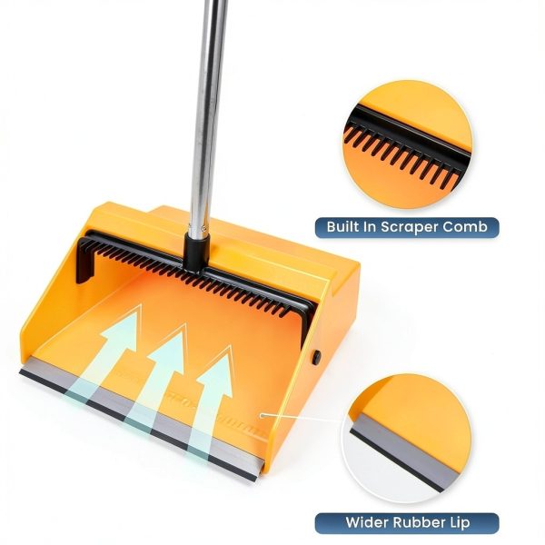 Large Commercial Dustpan REEWII with Handle and Comb Teeth – Orange-1