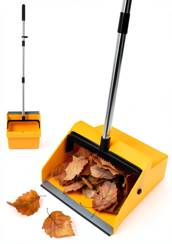 Large Commercial Dustpan REEWII with Handle and Comb Teeth – Orange-0