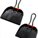 TOPZEA 2-Pack Black Metal Dustpan 12" Steel with Ergonomic Handle-0