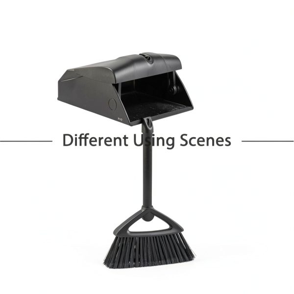 Angle Broom and Dustpan Combo by Eyliden – Steel Handle, Black-1