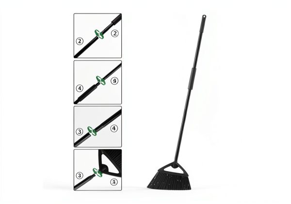 Angle Broom and Dustpan Combo by Eyliden – Steel Handle, Black-7