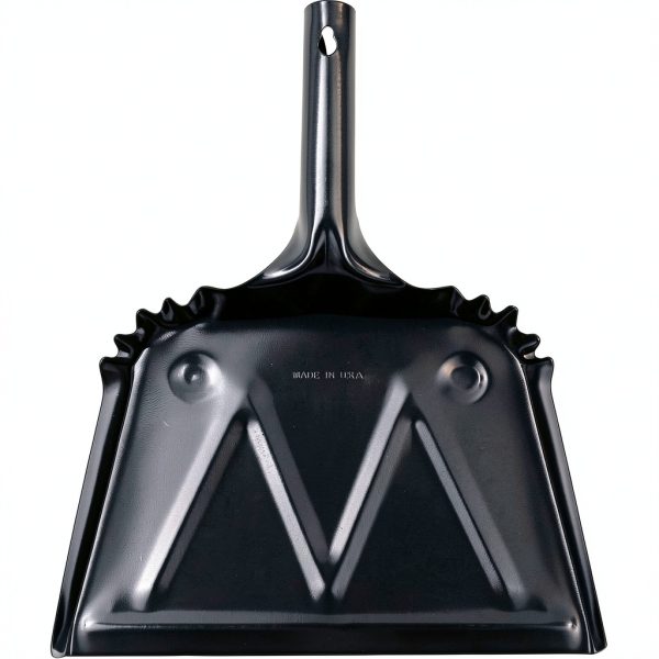 Heavy-Duty Black Metal Dustpan 12" Genuine Joe 20-Gauge Steel Finish-0