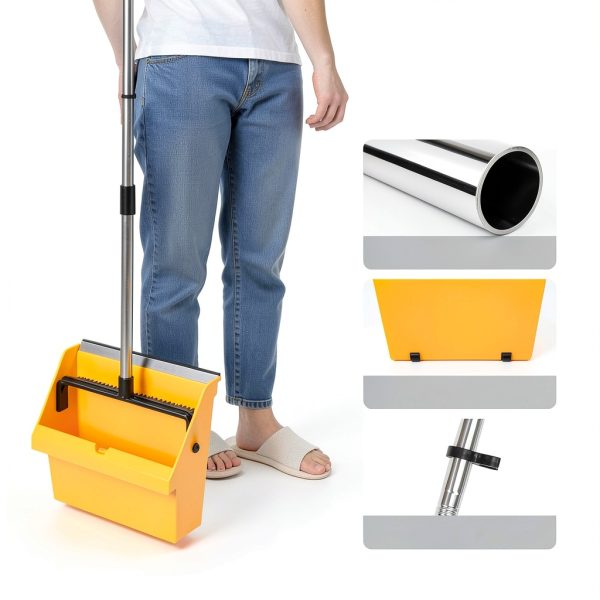 Large Commercial Dustpan REEWII with Handle and Comb Teeth – Orange-2